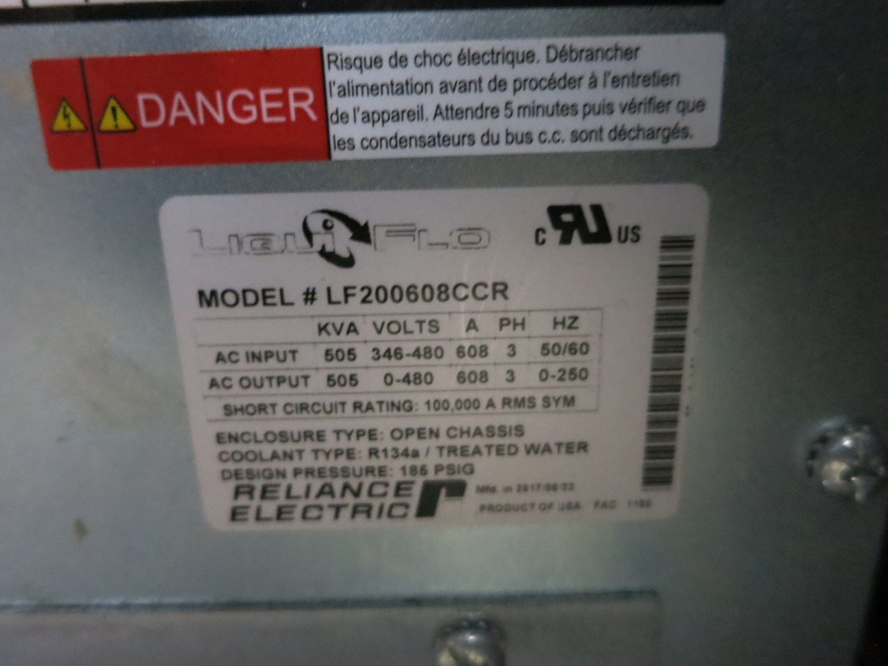 Carrier Chiller Frequency Drive Motor Control 505 kVA LiquiFlo